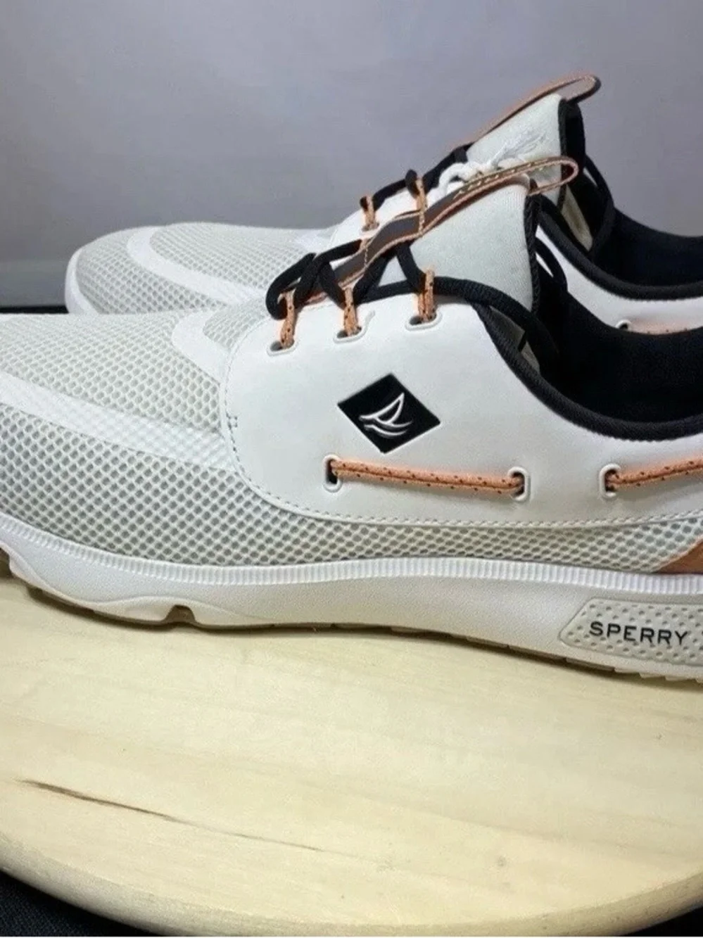 Sperry Sport Men’s 7 Seas 3-Eye Sneakers White Mesh Casual Shoes Size 13 US New